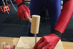 Spiderman having a go at Leather Stamping