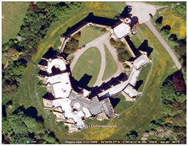 Brancepeth Castle from the air.
