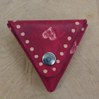 Samosa Coin Purse Pink Hearts Dots by Evancliffe Leathercraf