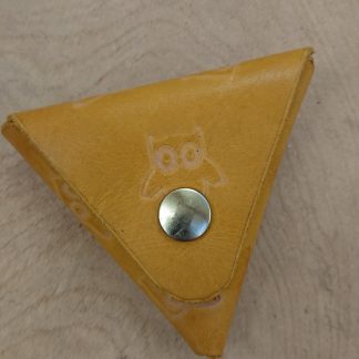 Samosa Triangular Coin Purse Owls Yellow by Evancliffe Leathercraft