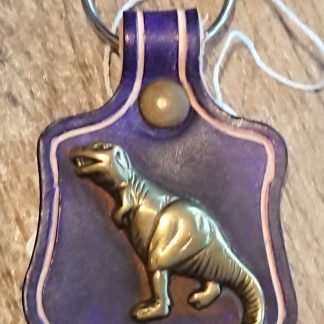 T-Rex Keyring Purple by Evancliffe Leathercraft