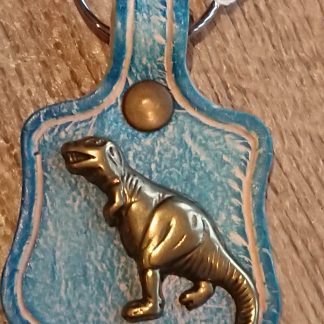 T-Rex Keyring Blue by Evancliffe Leathercraft