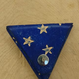 Samosa Triangular Coin Purse Stars Blue by Evancliffe Leathercraft