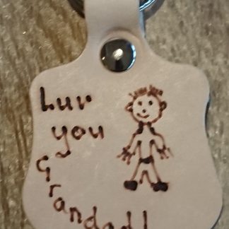 Luv You Grandad Pyrography Keyring by Evancliffe Leathercraft